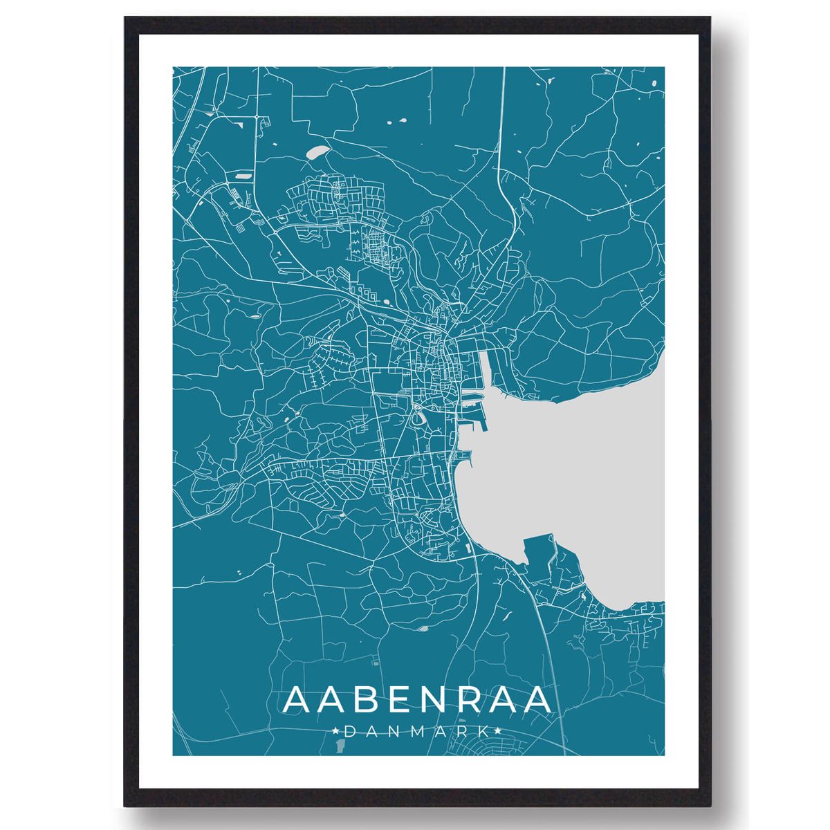 Aabenraa by plakat - blå (Størrelse: L - 50x70cm (B2))