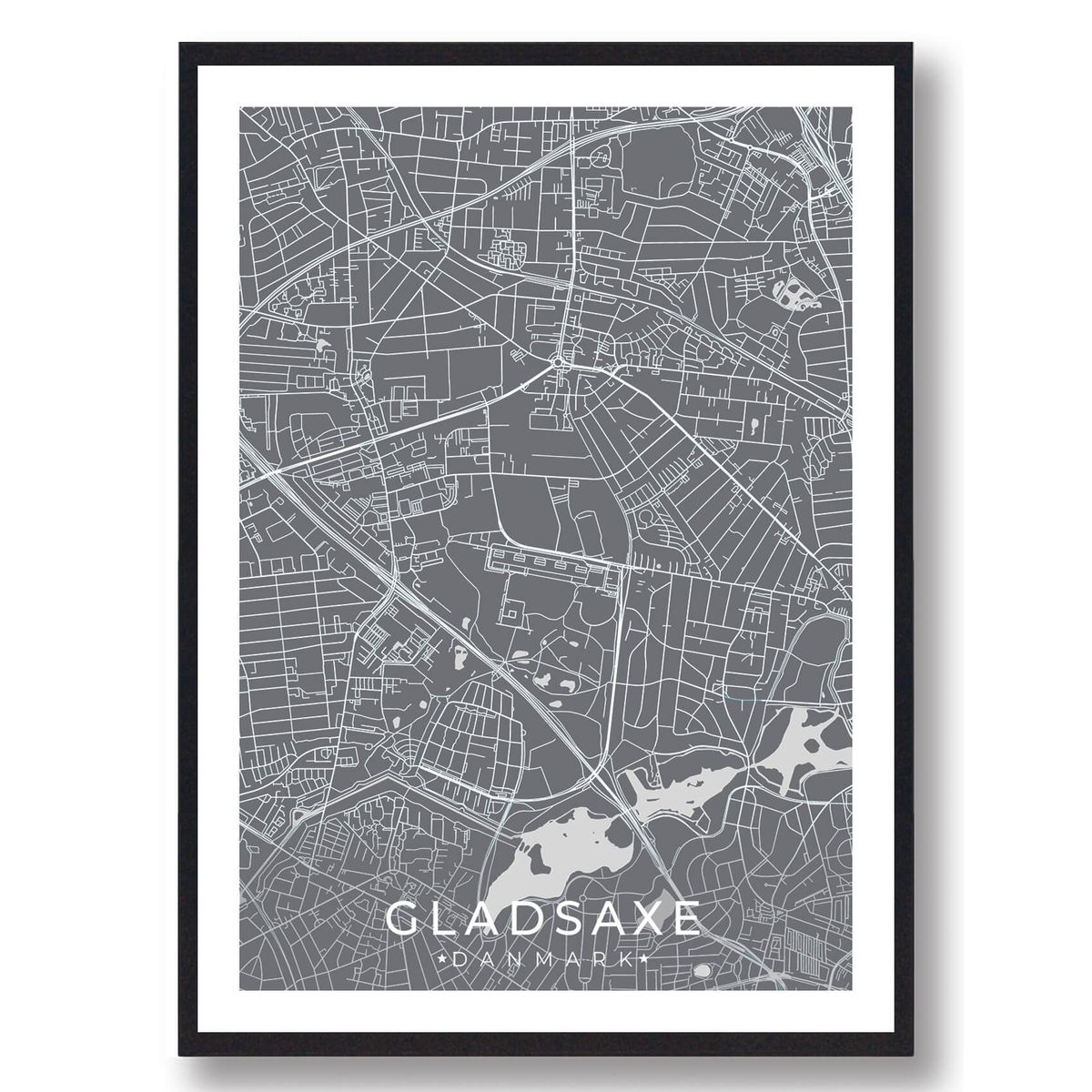 Gladsaxe by plakat - grå (Størrelse: L - 50x70cm (B2))