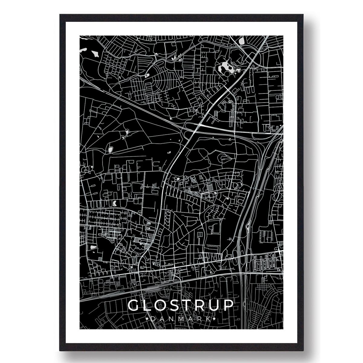 Glostrup by plakat - sort (Størrelse: L - 50x70cm (B2))