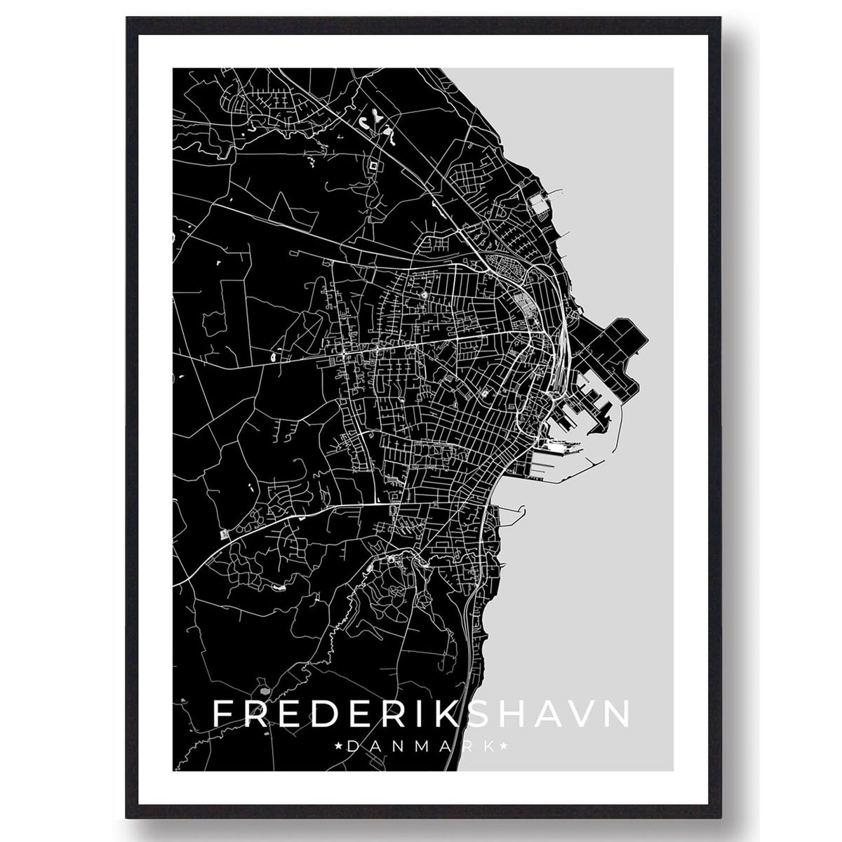 Frederikshavn by plakat - sort (Størrelse: L - 50x70cm (B2))