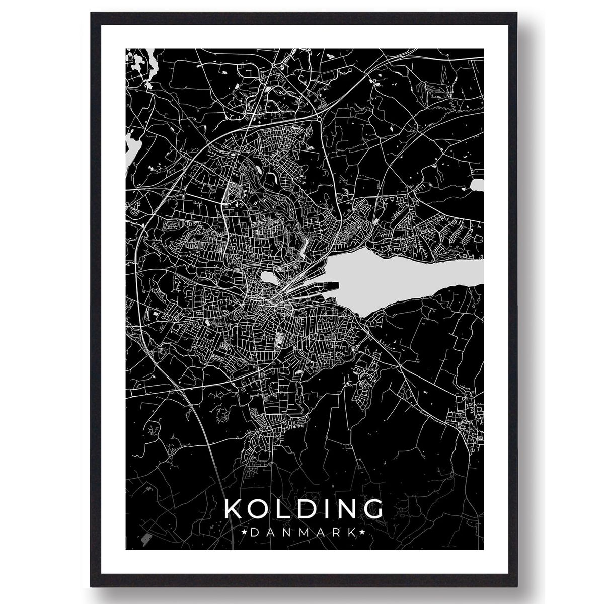 Kolding by plakat - sort (Størrelse: L - 50x70cm (B2))