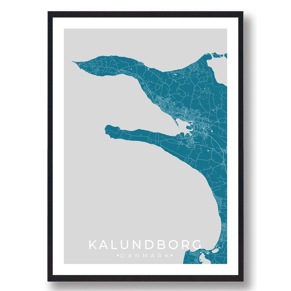 Kalundborg by plakat - blå (Størrelse: L - 50x70cm (B2))