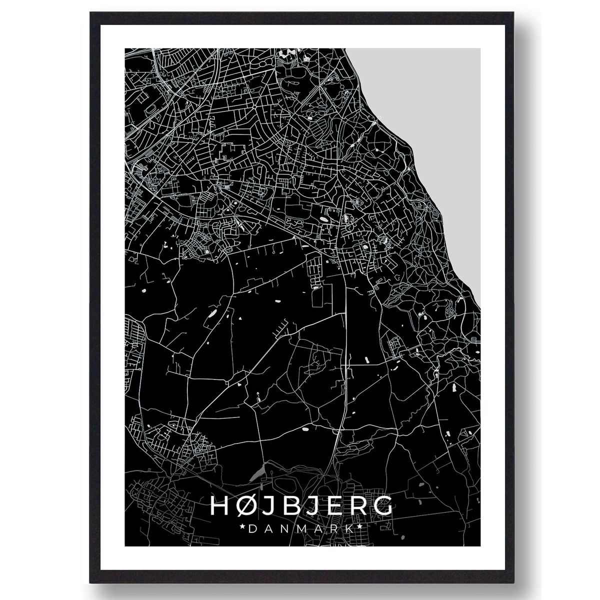 Højbjerg by plakat - sort (Størrelse: L - 50x70cm (B2))