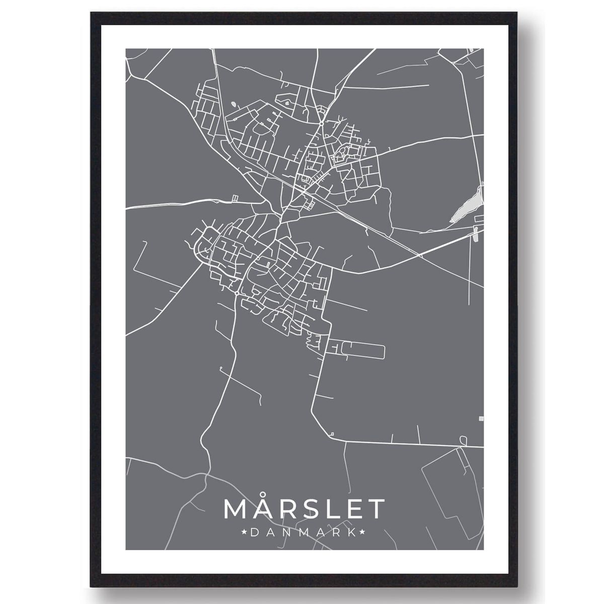 Mårslet by plakat - Grå (Størrelse: L - 50x70cm (B2))