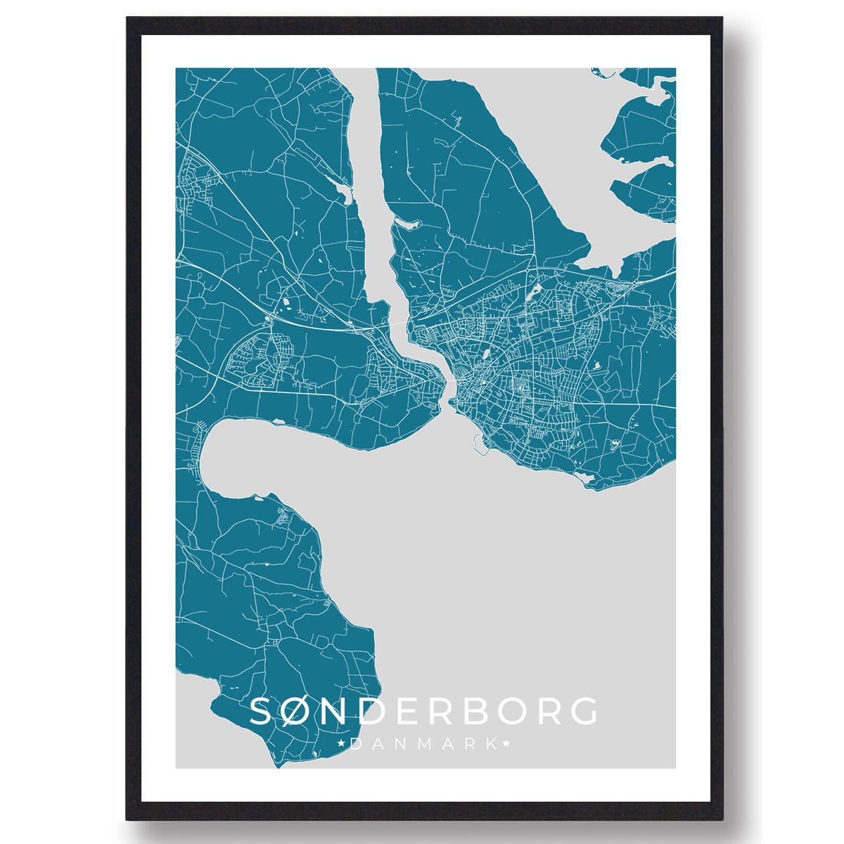 Sønderborg by plakat - blå (Størrelse: L - 50x70cm (B2))