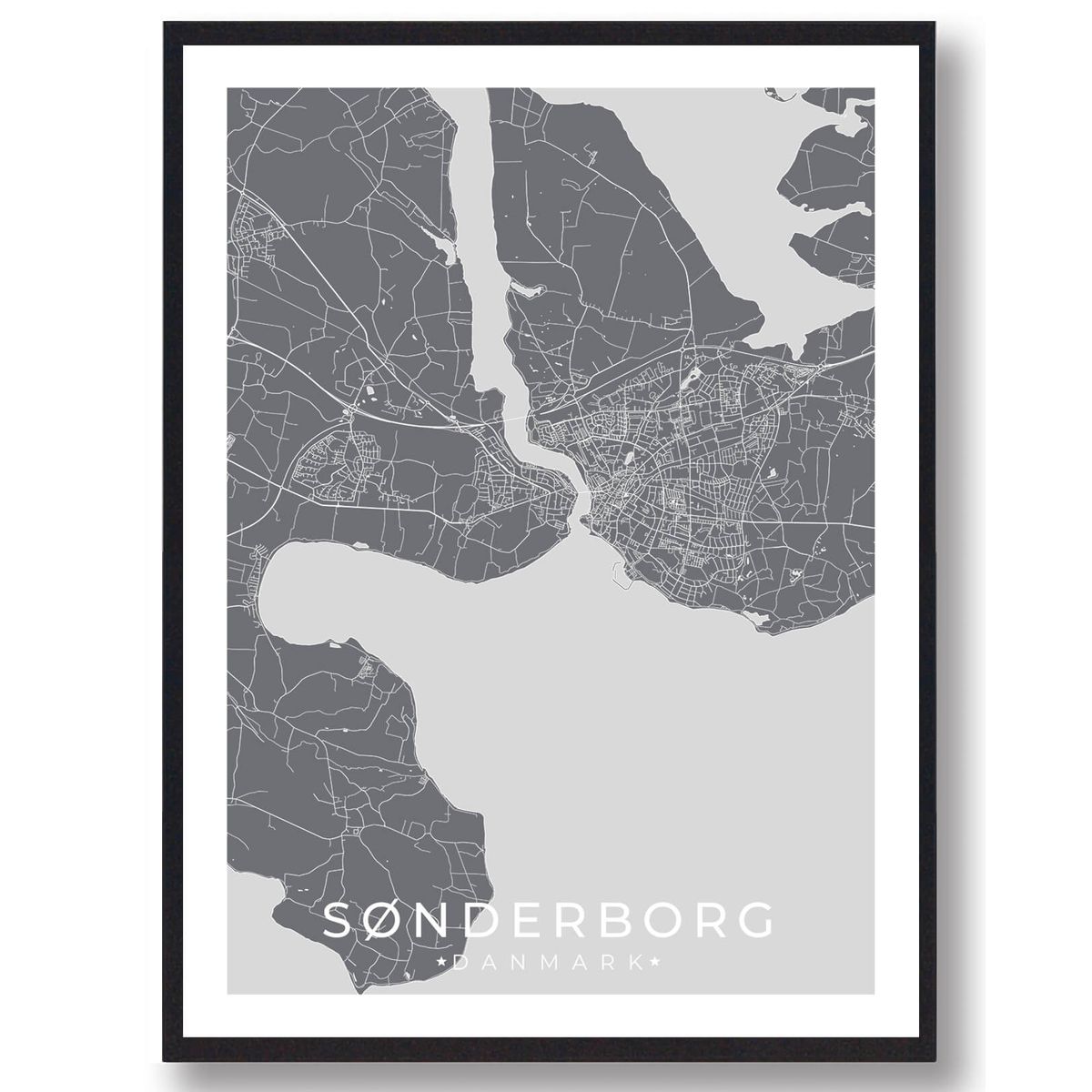 Sønderborg by plakat - grå (Størrelse: L - 50x70cm (B2))