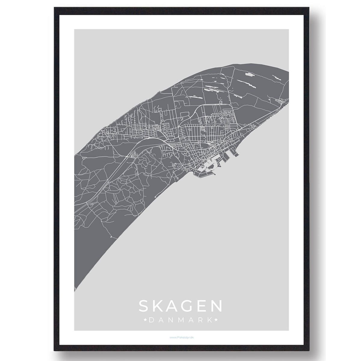 Skagen by plakat - grå (Størrelse: L - 50x70cm (B2))