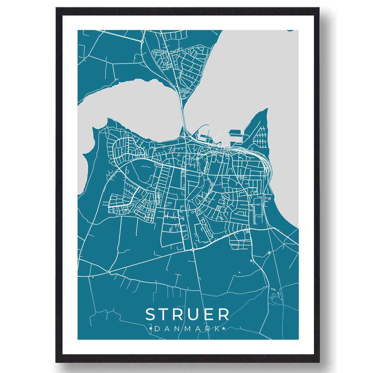 Struer by plakat - blå (Størrelse: L - 50x70cm (B2))