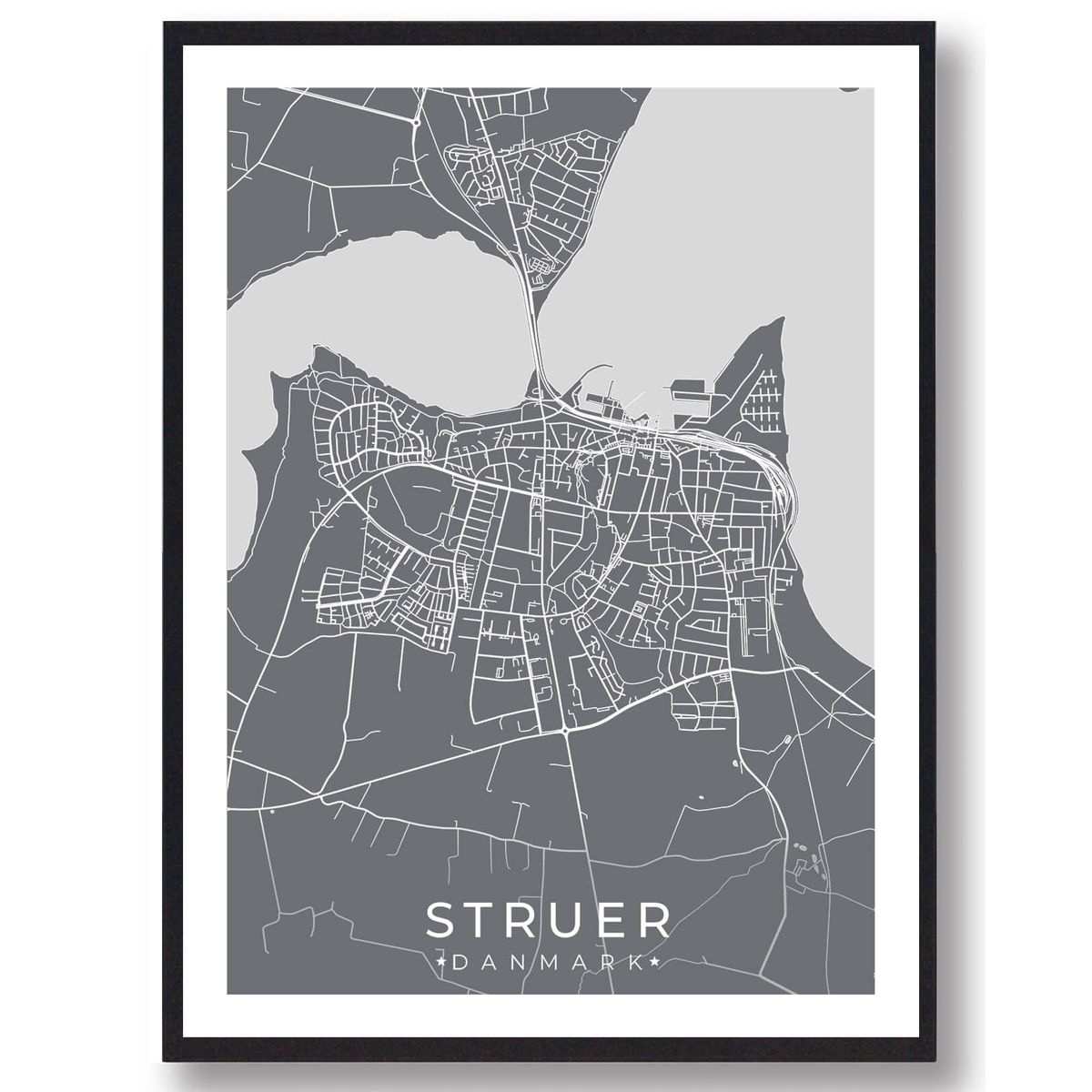 Struer by plakat - grå (Størrelse: L - 50x70cm (B2))