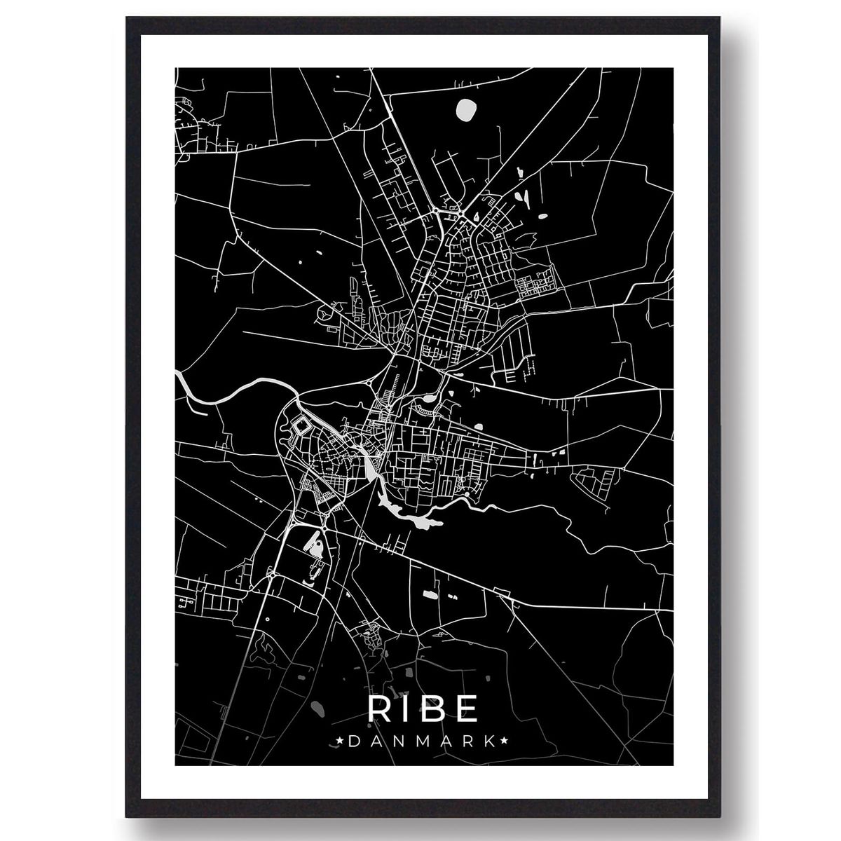 Ribe by plakat - sort (Størrelse: L - 50x70cm (B2))