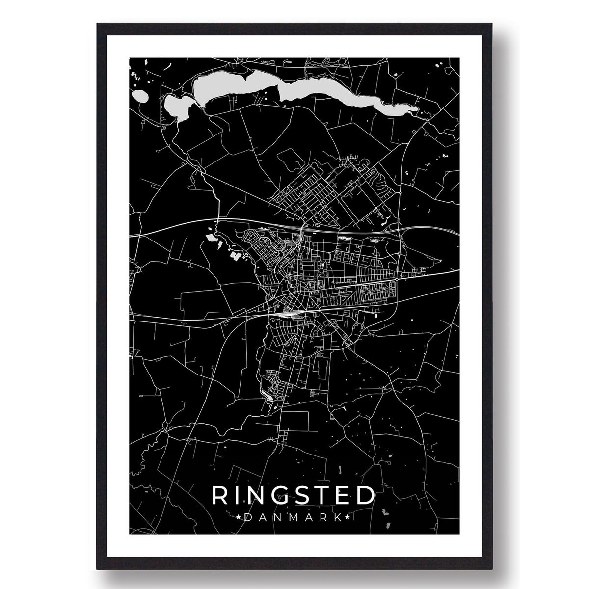 Ringsted by plakat - sort (Størrelse: L - 50x70cm (B2))