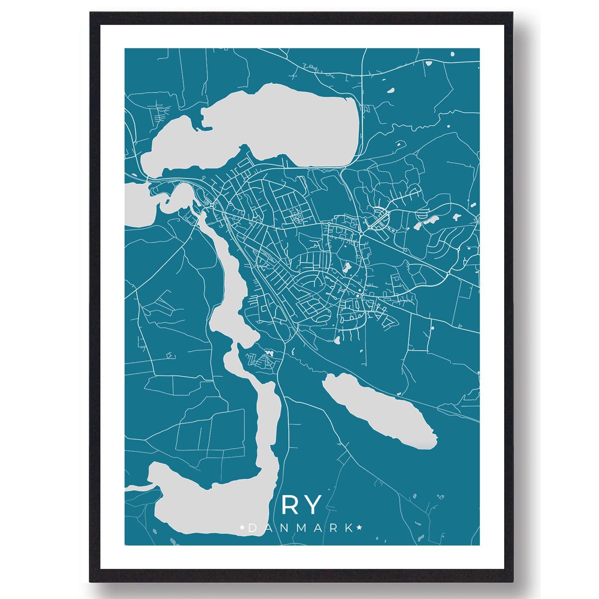 Ry by plakat - blå (Størrelse: L - 50x70cm (B2))