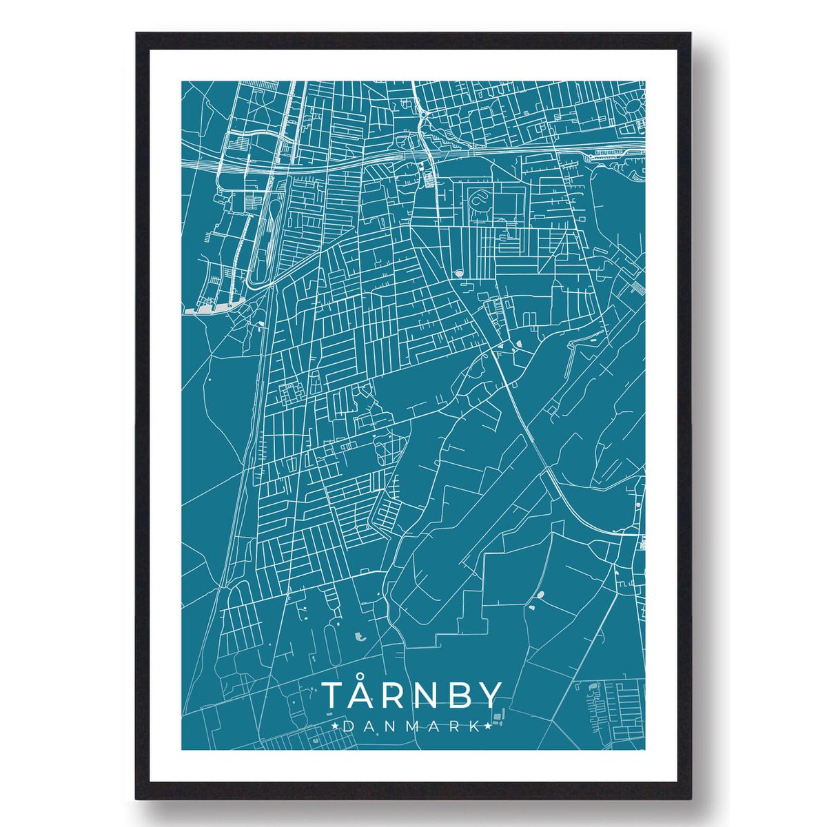 Tårnby by plakat - blå (Størrelse: L - 50x70cm (B2))