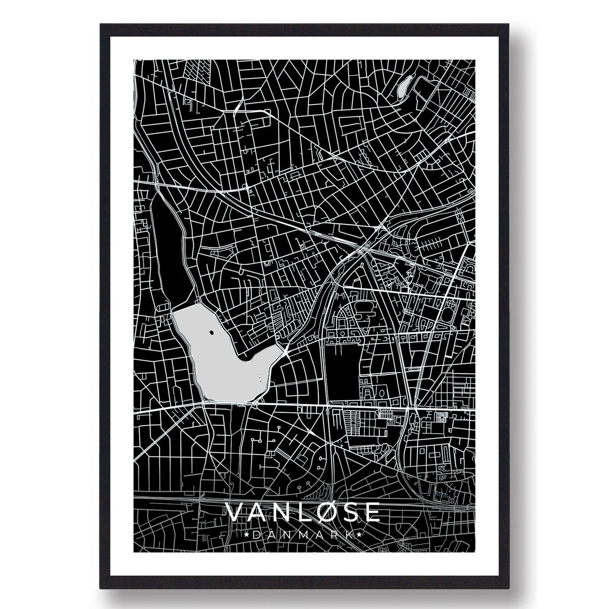 Vanløse by plakat - sort (Størrelse: L - 50x70cm (B2))