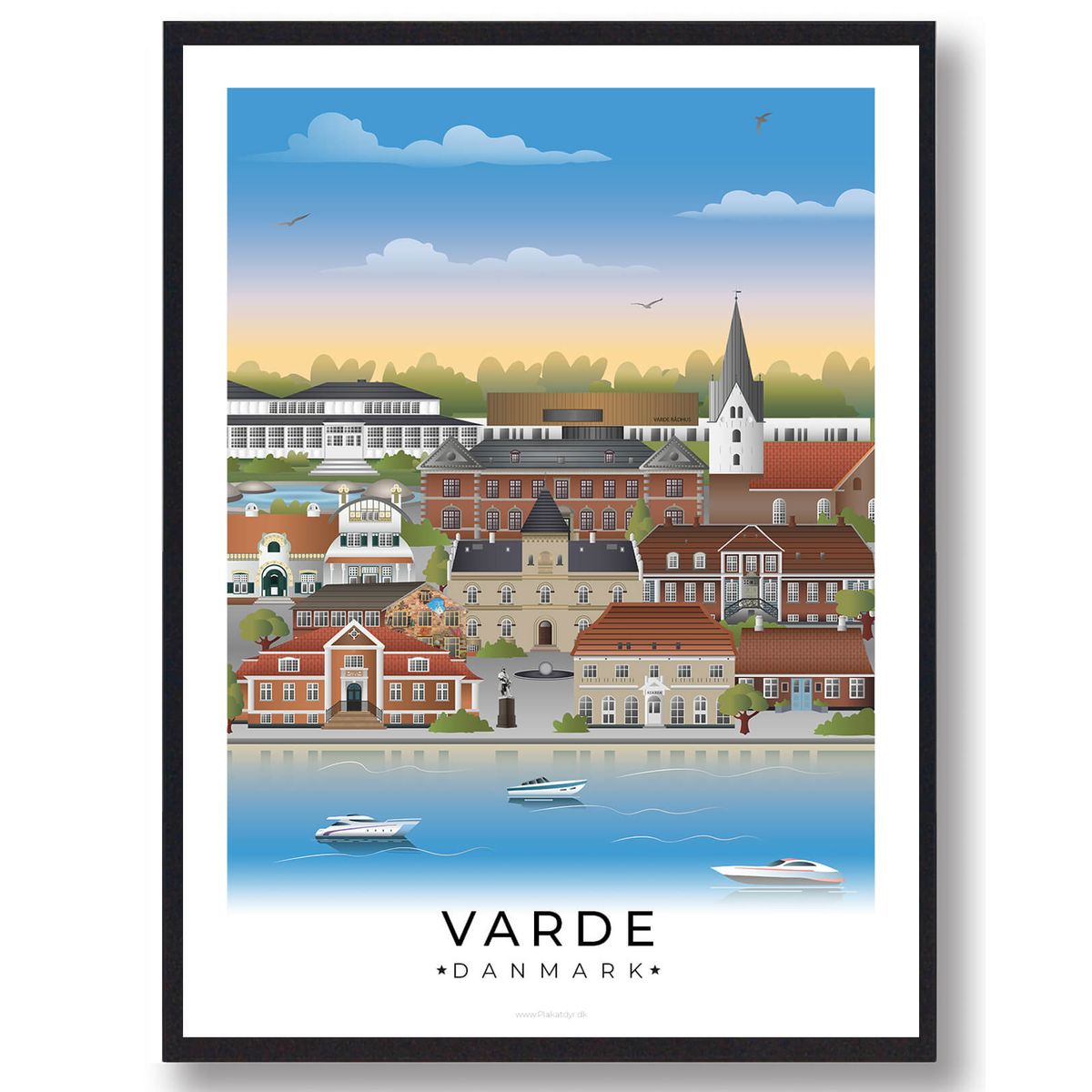 Varde byplakat med hvid kant (RESTPARTI) (Størrelse: L - 50x70cm (B2))