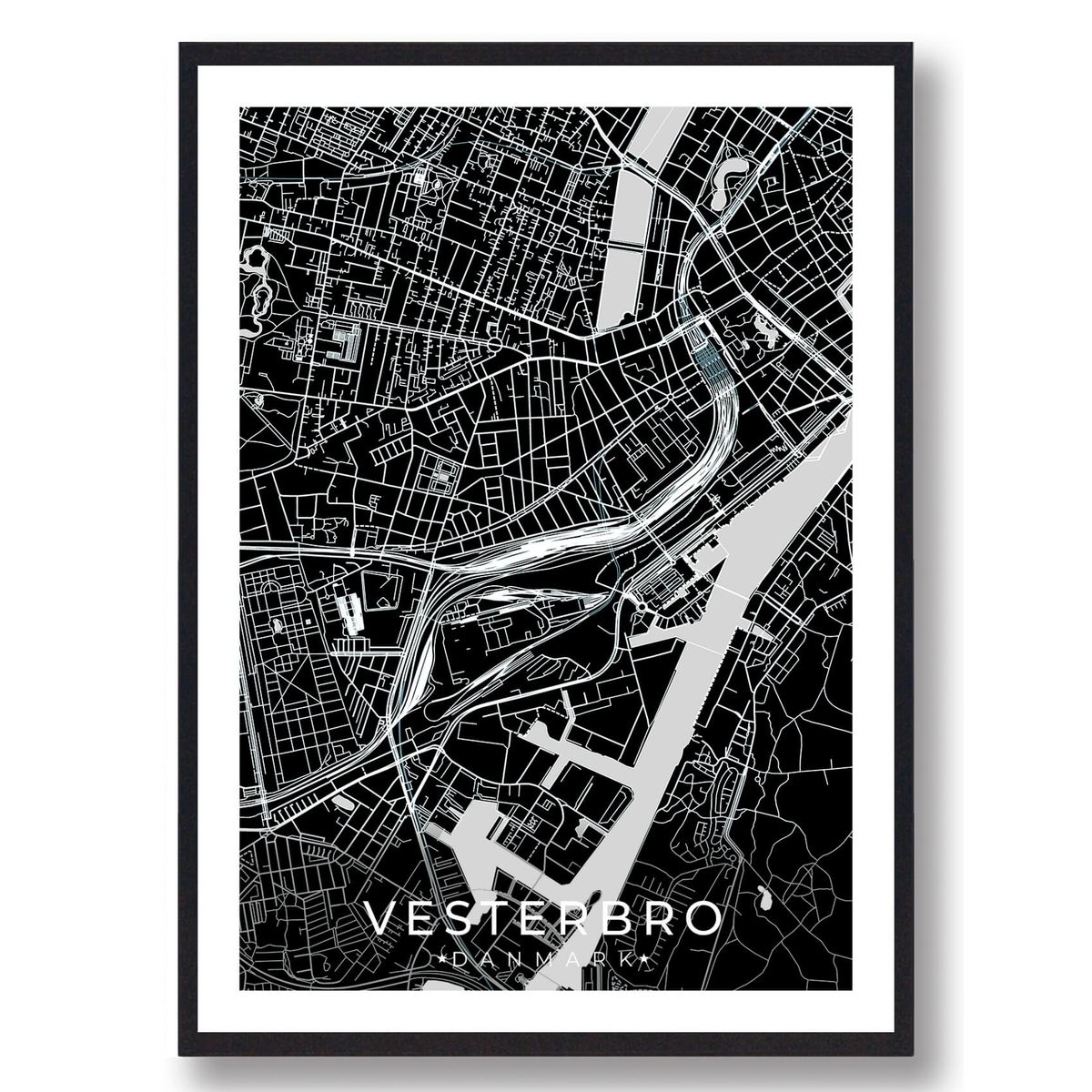 Vesterbro by plakat - sort (Størrelse: L - 50x70cm (B2))