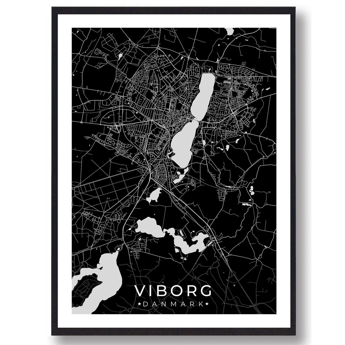 Viborg by plakat - sort (Størrelse: L - 50x70cm (B2))