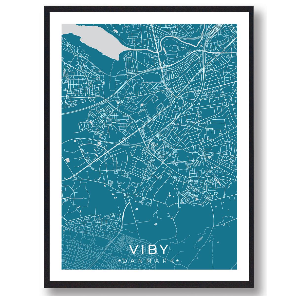 Viby J by plakat - blå (Størrelse: L - 50x70cm (B2))