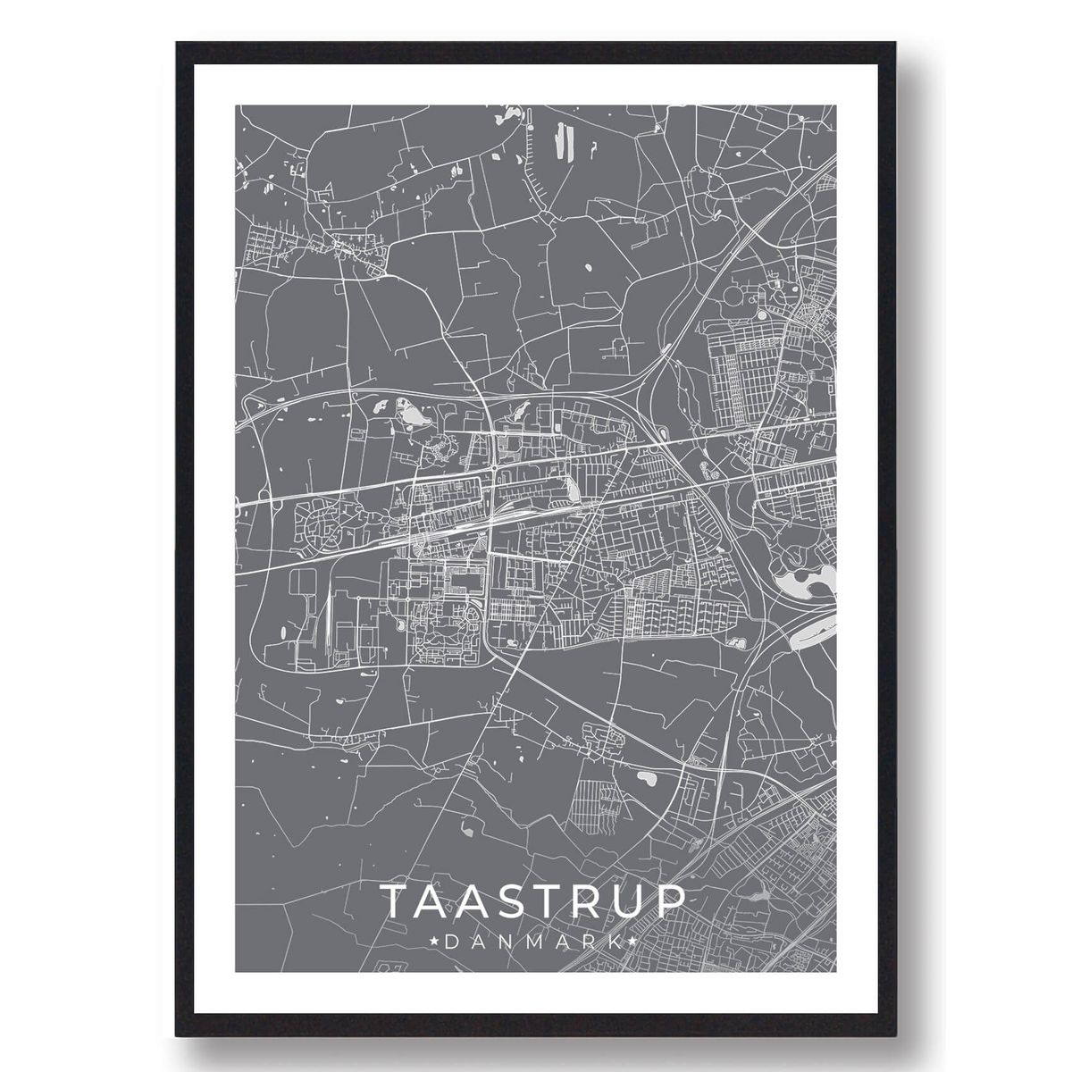 Taastrup by plakat - grå (Størrelse: L - 50x70cm (B2))