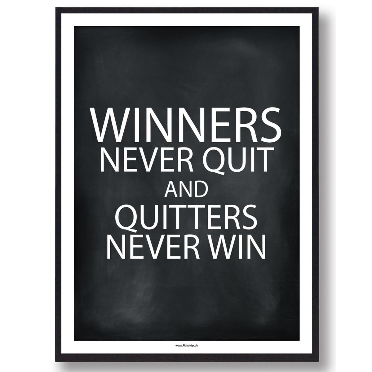 WINNERS NEVER QUIT - gamerplakat (sort) (Størrelse: L - 50x70cm (B2))