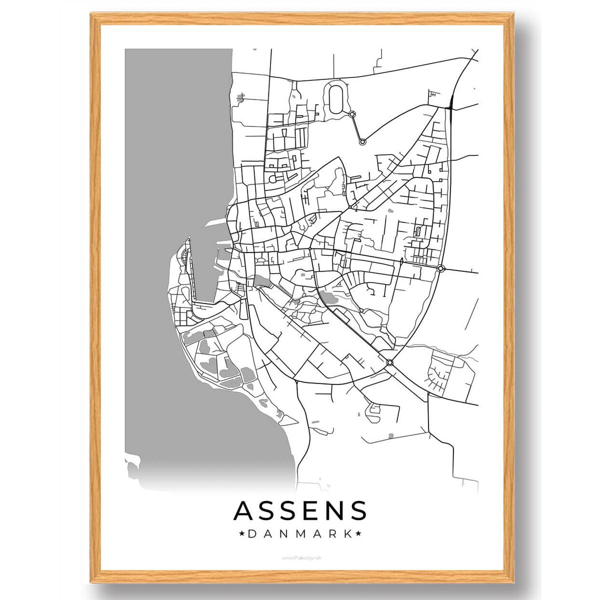 Assens by plakat - hvid (Størrelse: L - 50x70cm (B2))