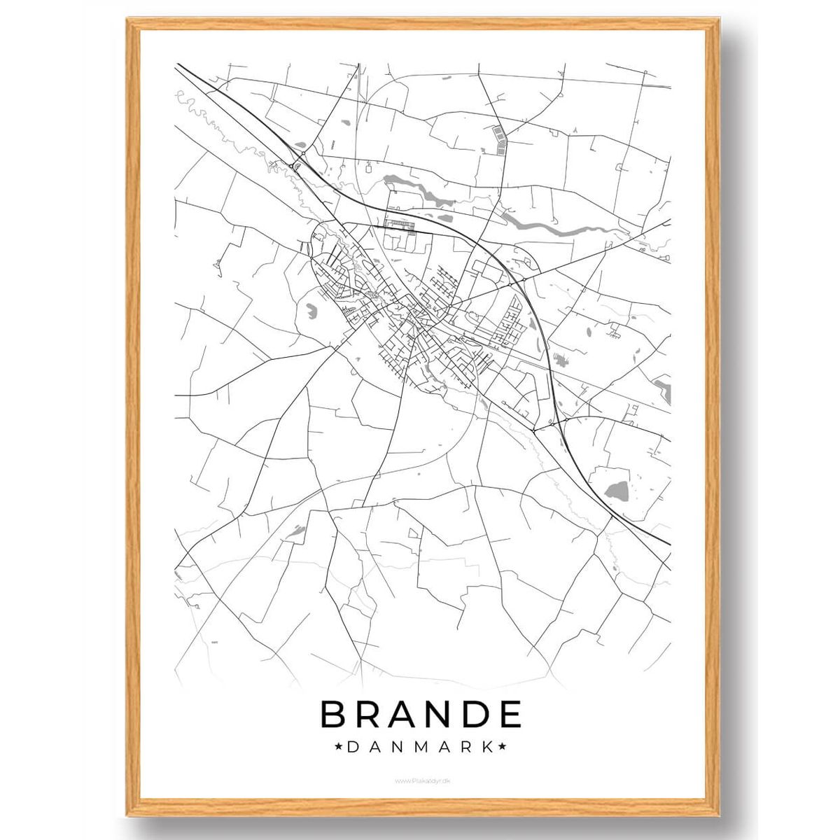 Brande by plakat - hvid (Størrelse: L - 50x70cm (B2))