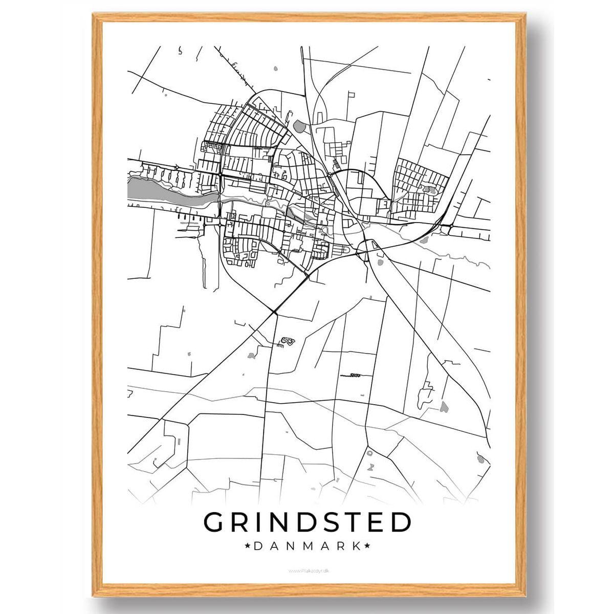 Grindsted by plakat - hvid (Størrelse: L - 50x70cm (B2))