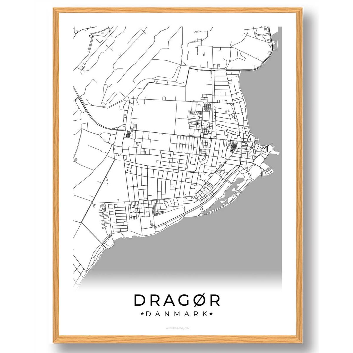 Dragør by plakat - hvid (Størrelse: L - 50x70cm (B2))