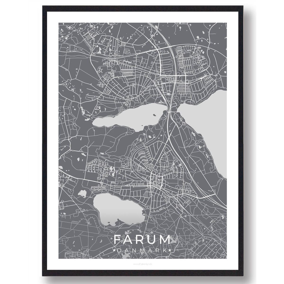 Farum by plakat - grå (Størrelse: L - 50x70cm (B2))