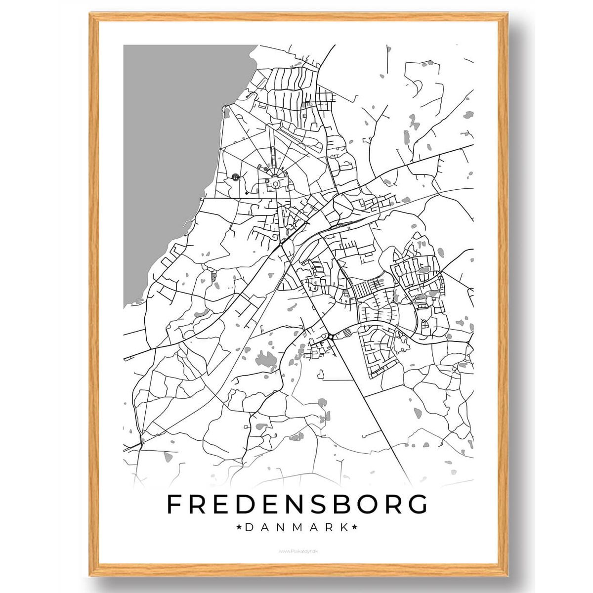 Fredensborg by plakat - hvid (Størrelse: L - 50x70cm (B2))