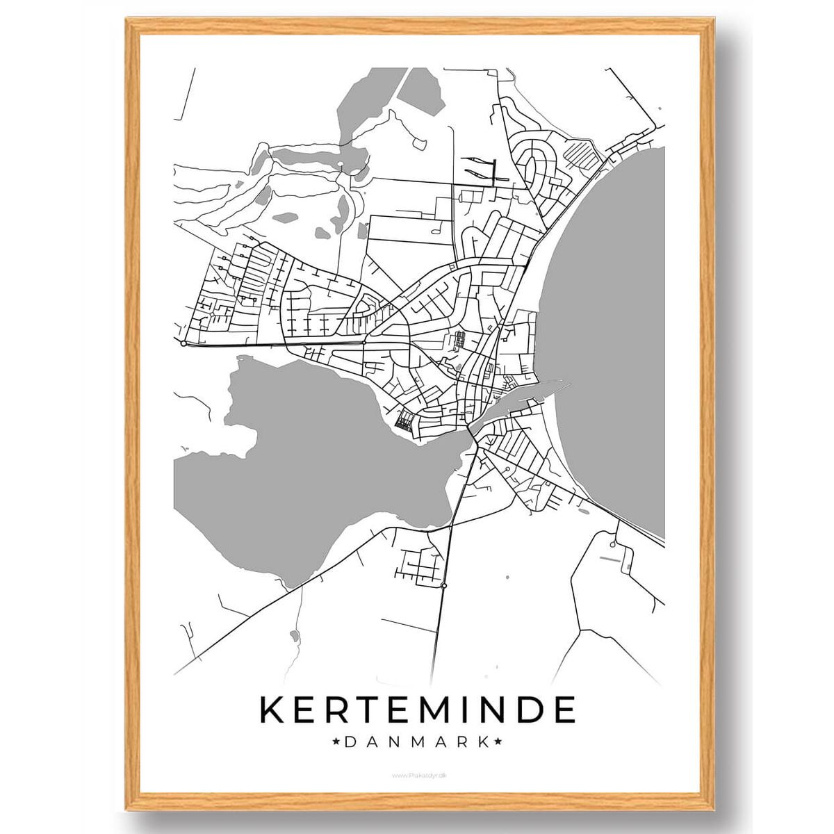 Kerteminde by plakat - hvid (Størrelse: L - 50x70cm (B2))