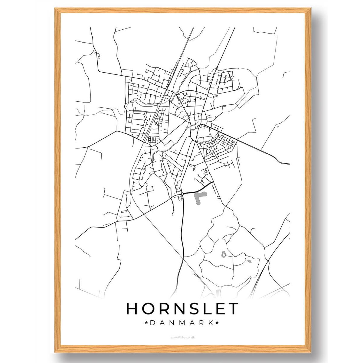 Hornslet by plakat - hvid (Størrelse: L - 50x70cm (B2))