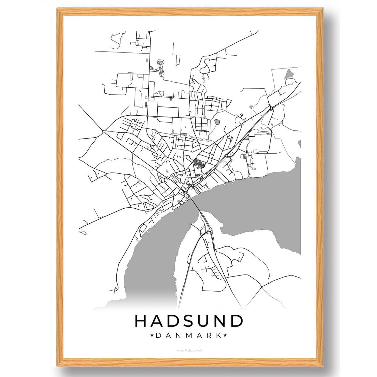 Hadsund by plakat - hvid (Størrelse: L - 50x70cm (B2))