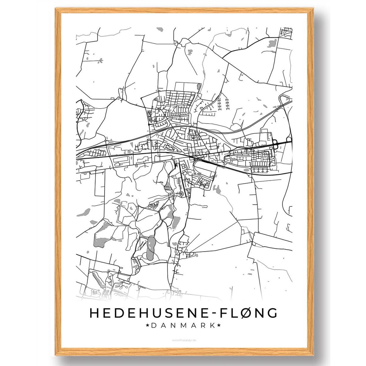 Hedehusene-Fløng by plakat - hvid (Størrelse: L - 50x70cm (B2))