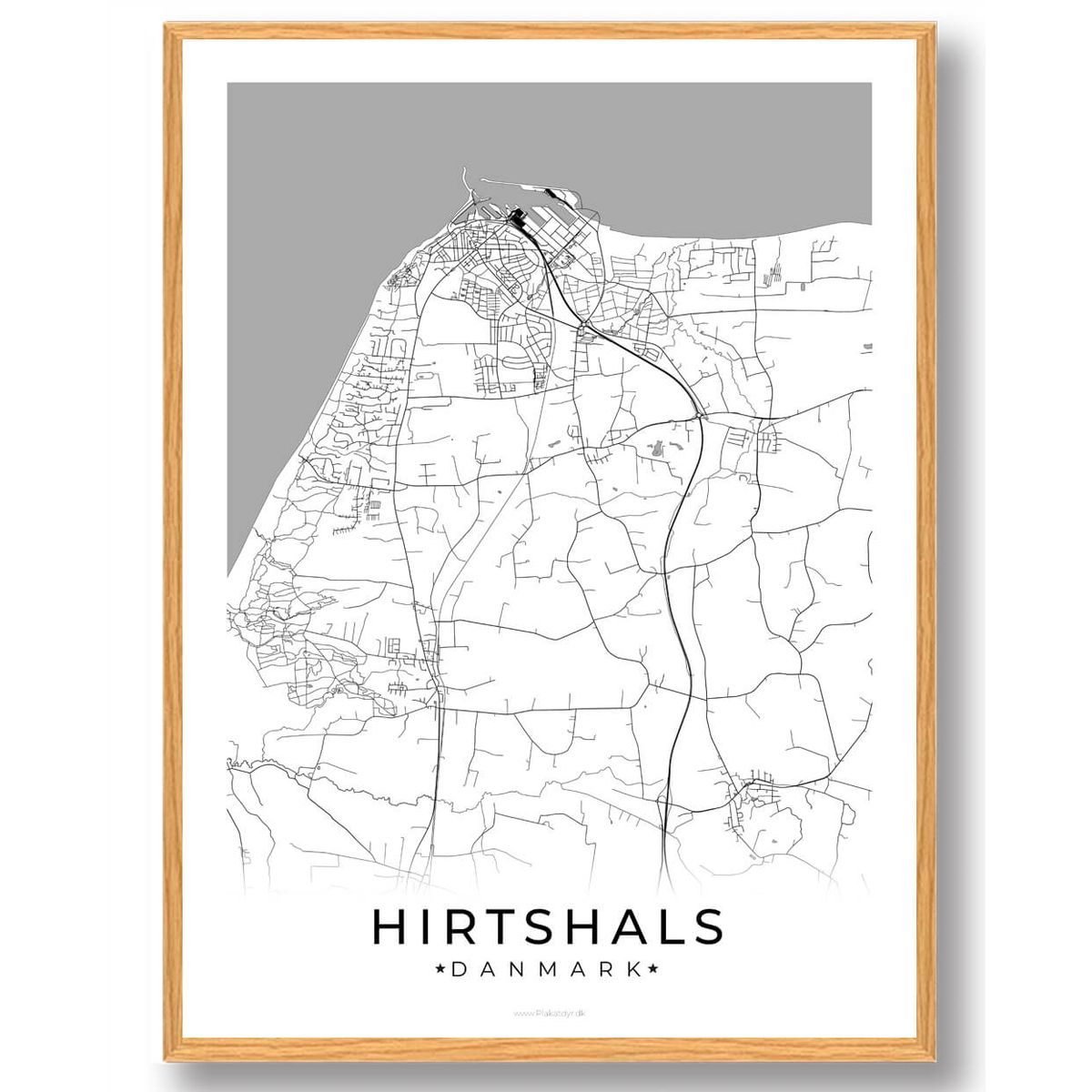 Hirtshals by plakat - hvid (Størrelse: L - 50x70cm (B2))