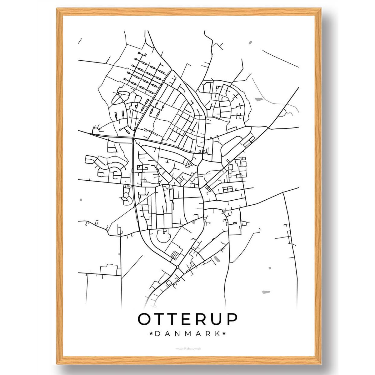 Otterup by plakat - hvid (Størrelse: L - 50x70cm (B2))