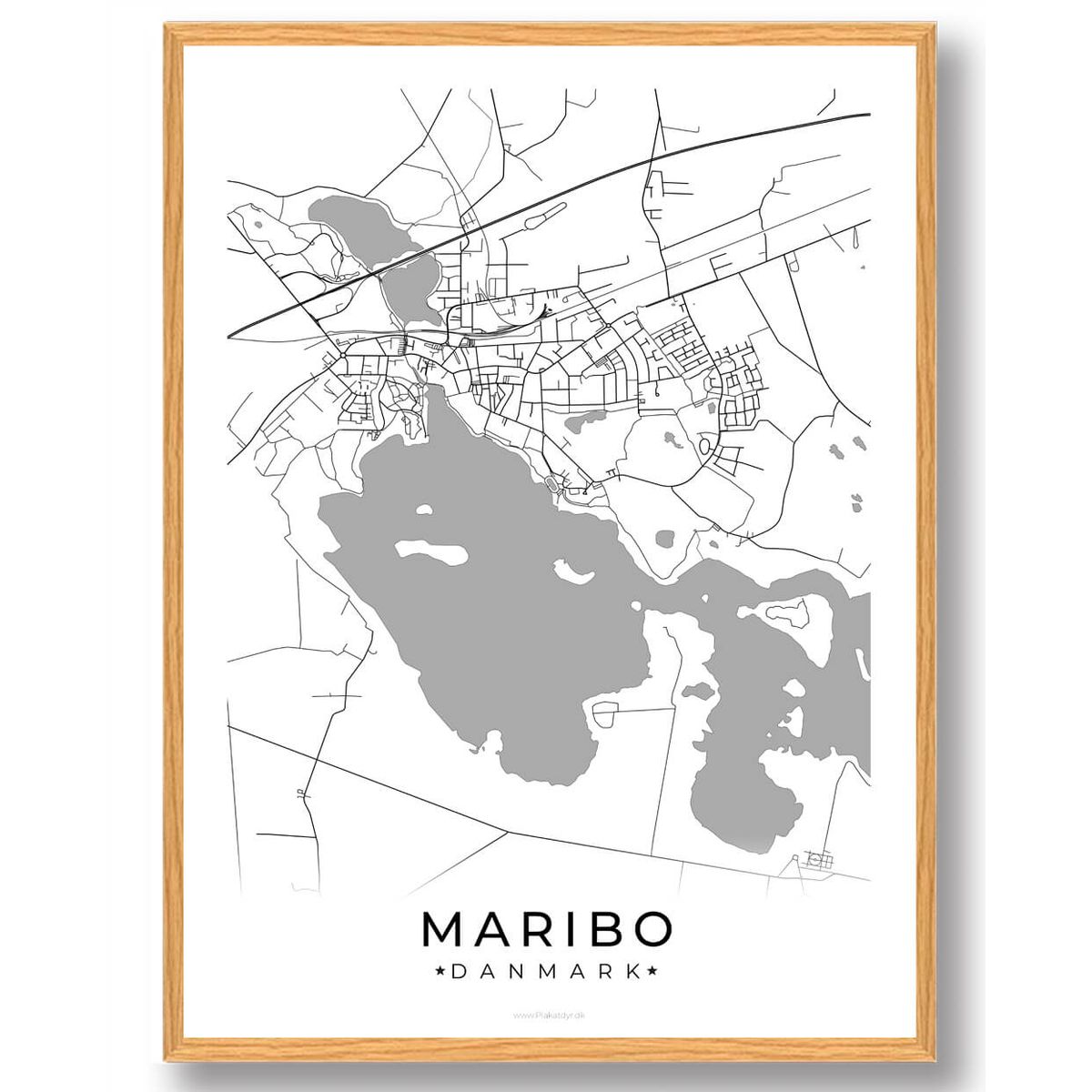 Maribo by plakat - hvid (Størrelse: L - 50x70cm (B2))