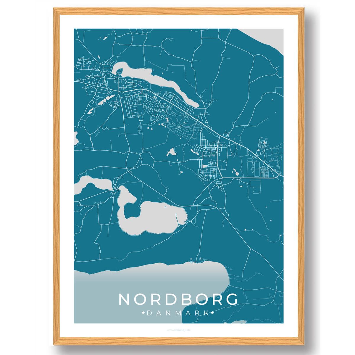 Nordborg by plakat - blå (Størrelse: L - 50x70cm (B2))