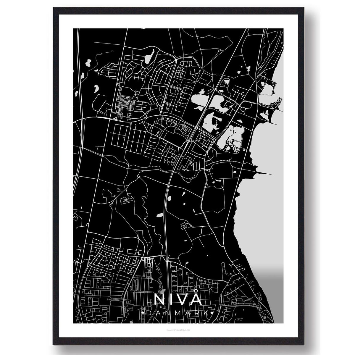 Nivå by plakat - sort (Størrelse: L - 50x70cm (B2))