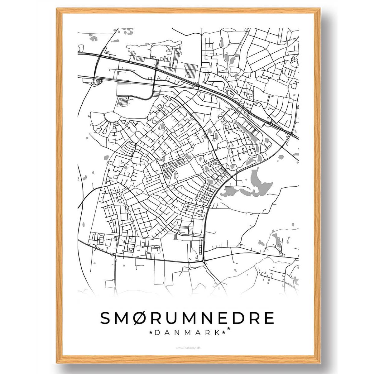 Smørumnedre by plakat - hvid (Størrelse: L - 50x70cm (B2))