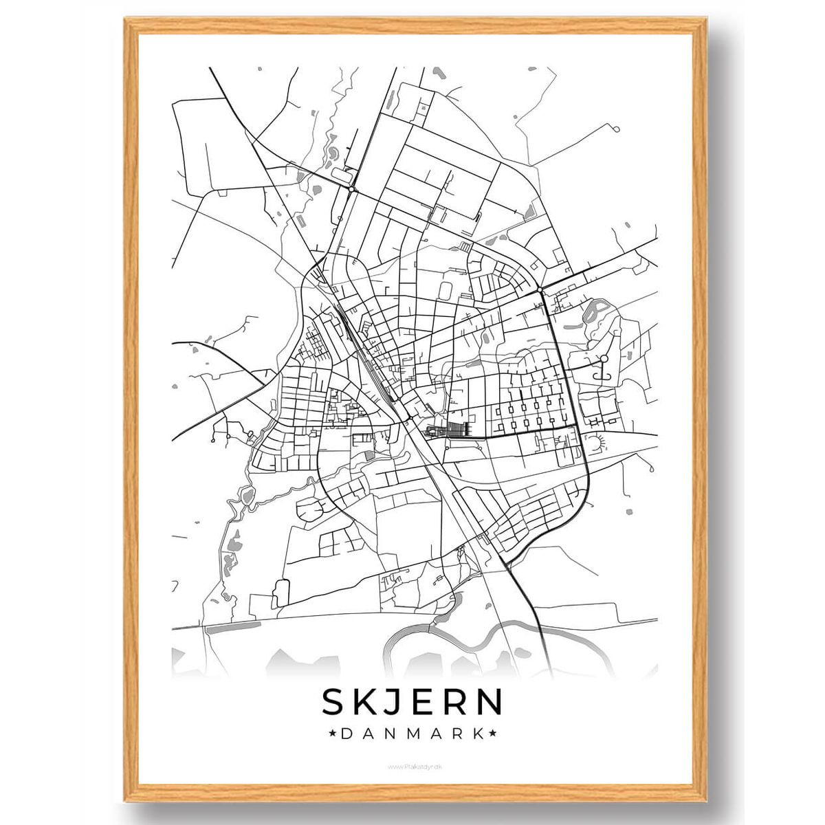 Skjern by plakat - hvid (Størrelse: L - 50x70cm (B2))