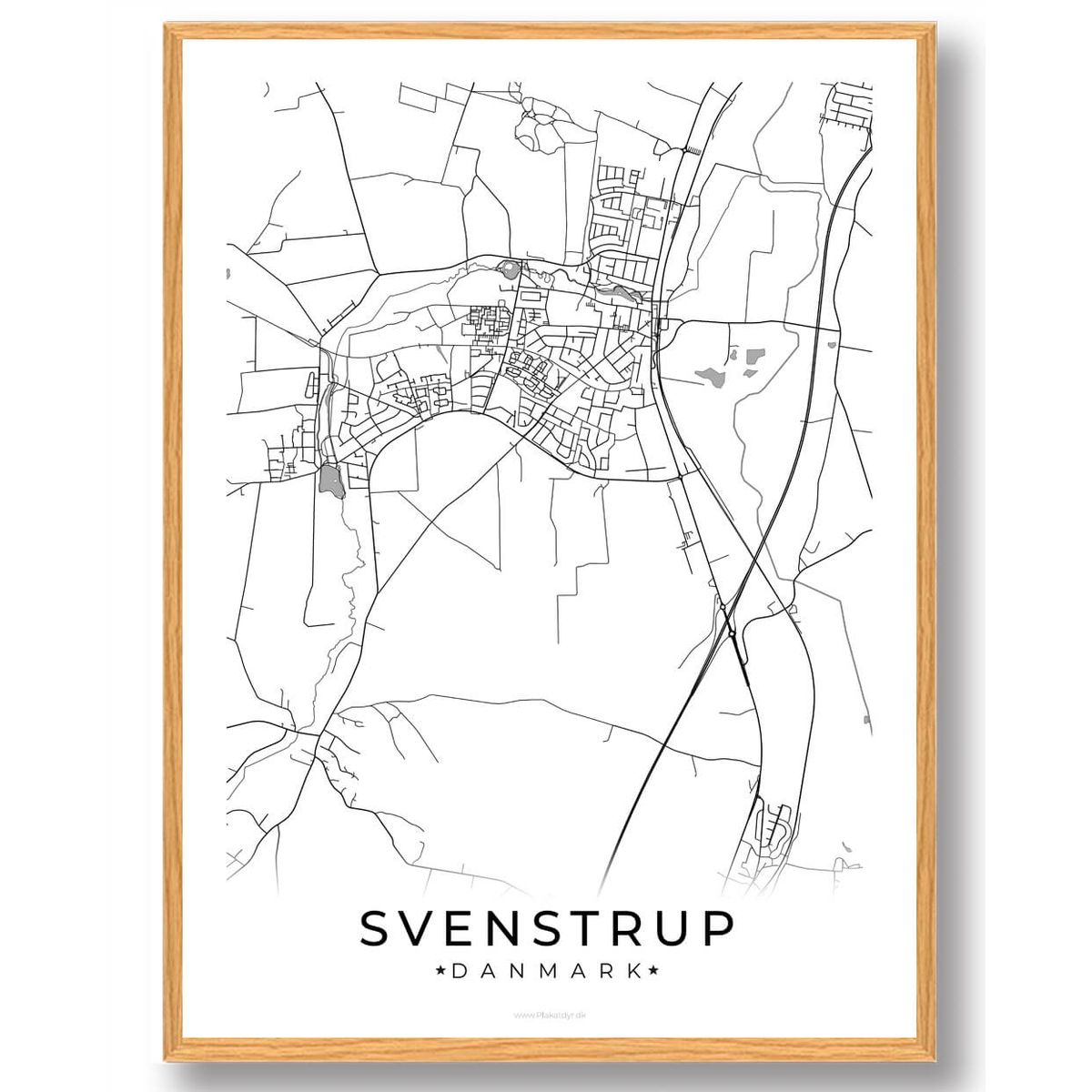 Svenstrup by plakat - hvid (Størrelse: L - 50x70cm (B2))