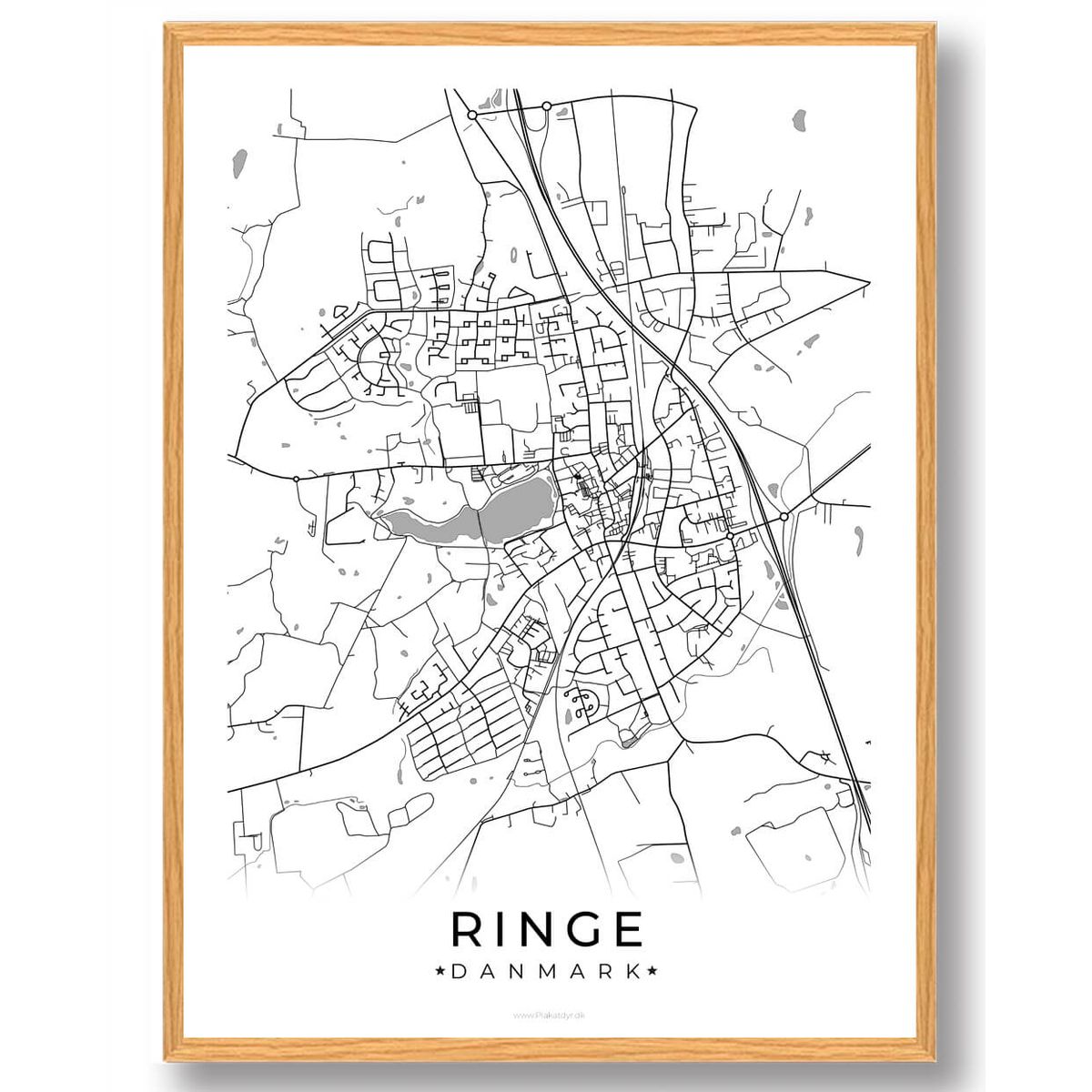 Ringe by plakat - hvid (Størrelse: L - 50x70cm (B2))