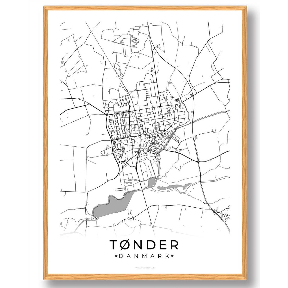 Tønder by plakat - hvid (Størrelse: L - 50x70cm (B2))