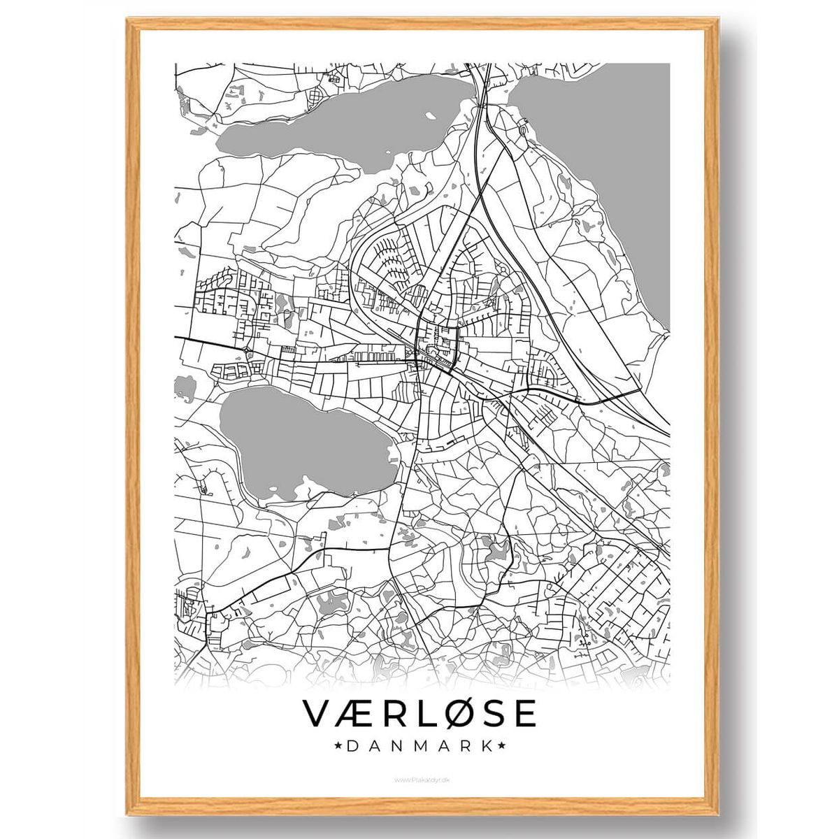 Værløse by plakat - hvid (Størrelse: L - 50x70cm (B2))