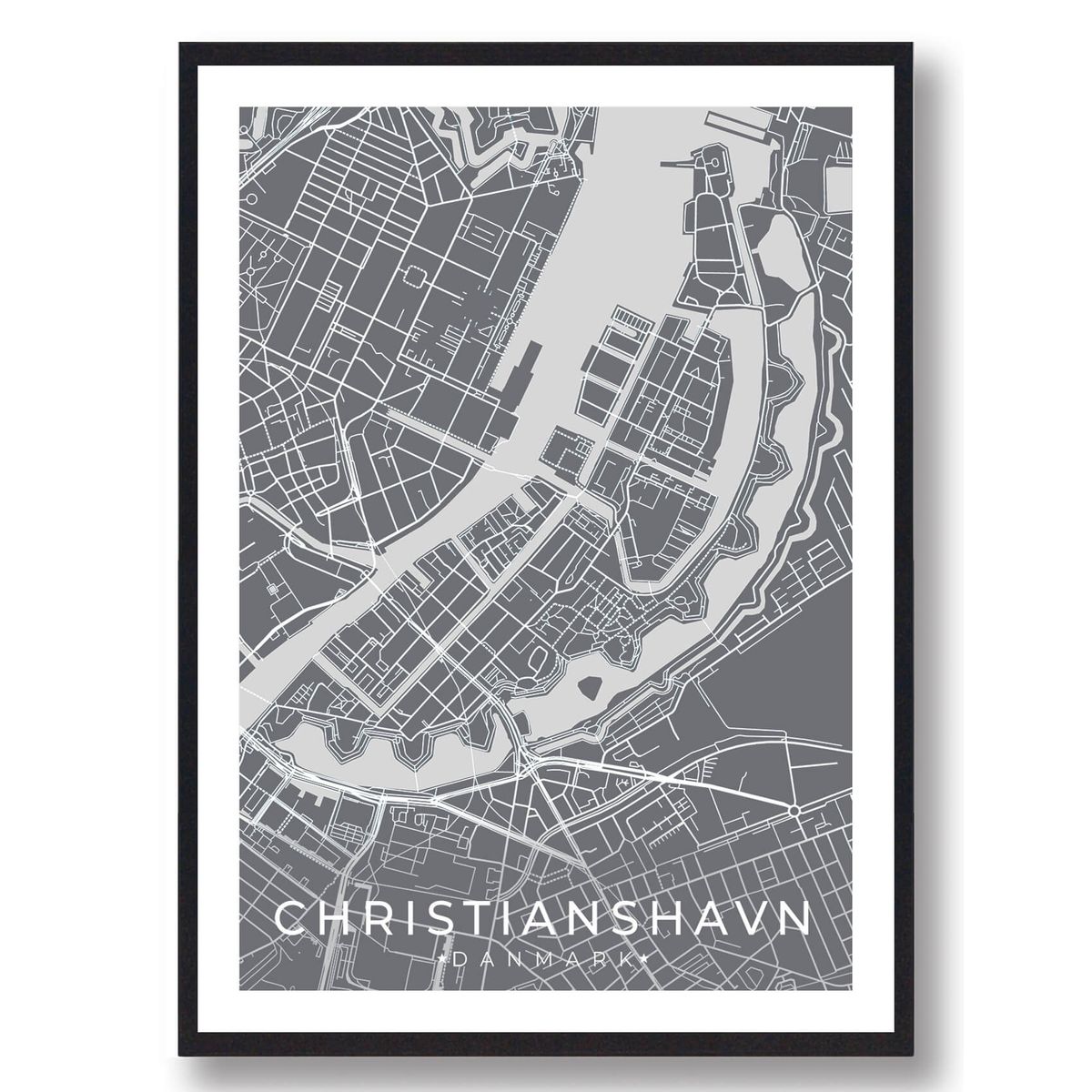 Christianshavn by plakat - grå (Størrelse: L - 50x70cm (B2))