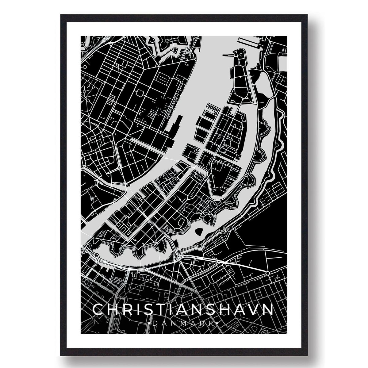 Christianshavn by plakat - sort (Størrelse: L - 50x70cm (B2))