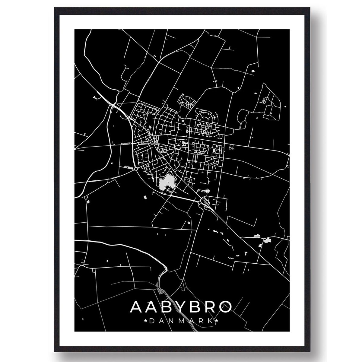 Aabybro by plakat - sort (Størrelse: L - 50x70cm (B2))