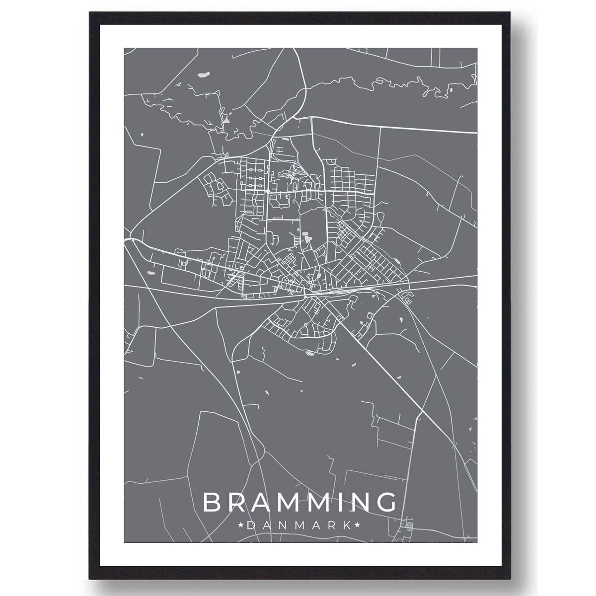 Bramming by plakat - grå (Størrelse: L - 50x70cm (B2))