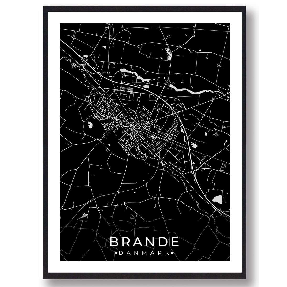 Brande by plakat - sort (Størrelse: L - 50x70cm (B2))